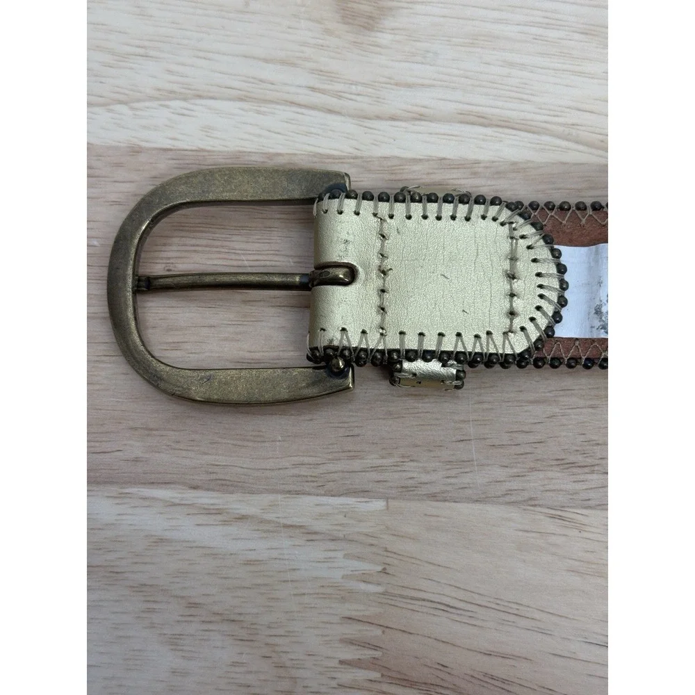 Vtg FOSSIL‎ Metallic Gold Belt Large 41